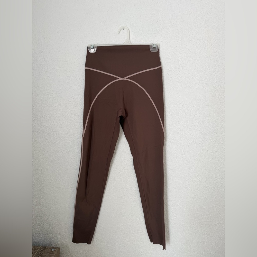 Aerie Offline Brown High-Waisted Leggings with Stitching | Size Medium